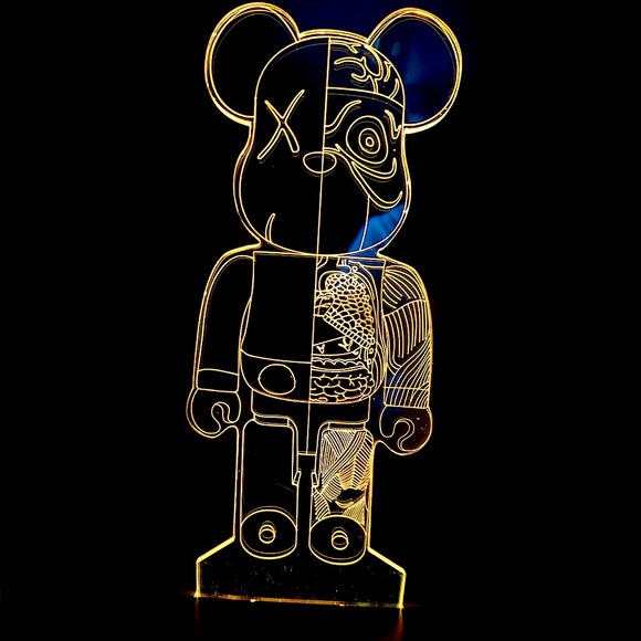 Kaws Bearbrick Companion multi-coloured 3D lamp - Picture 2 of 4
